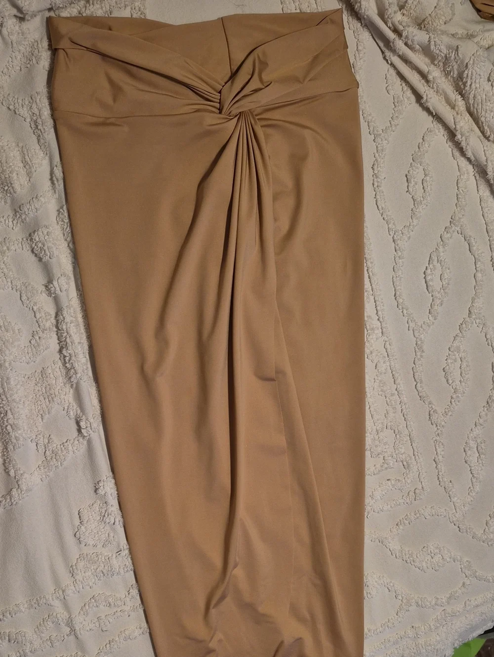 Authentic SKIMS Swim One-Piece & Matching Sarong Skirt Set | Nude/Tan | Size Med
